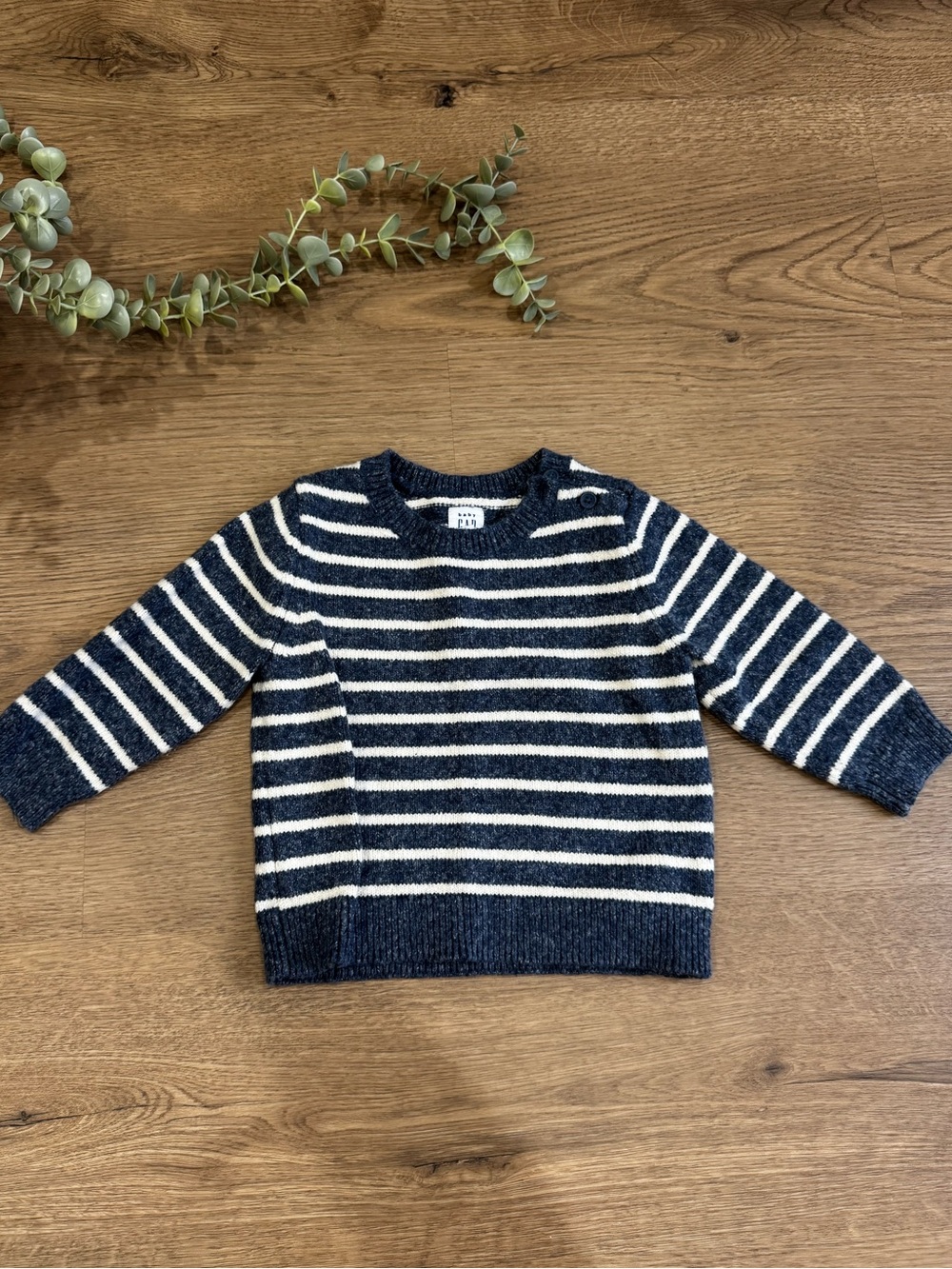 Baby Gap 6-12M Navy Cream Striped Knit Sweater